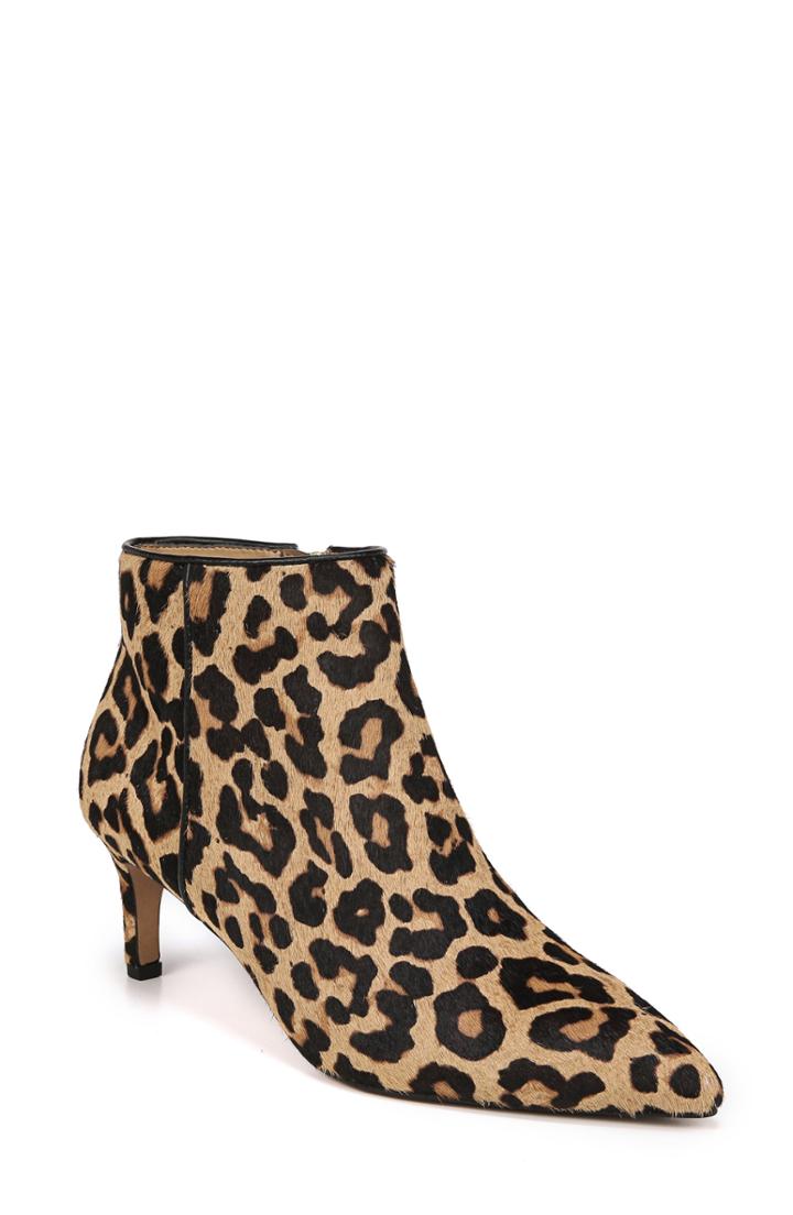 Women's Franco Sarto Devon Genuine Calf Hair Pointy Toe Bootie .5 M - Brown