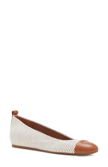 Women's Ed Ellen Degeneres Lilliane Cap Toe Ballet Flat .5 M - White