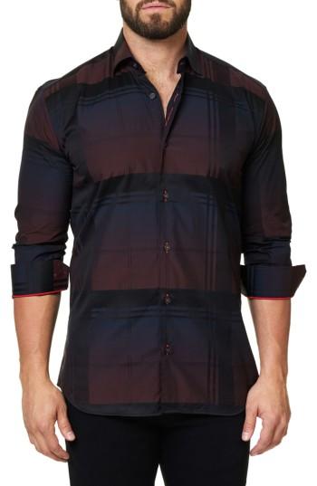 Men's Maceoo Trim Fit Plaid Sport Shirt (s) - Black