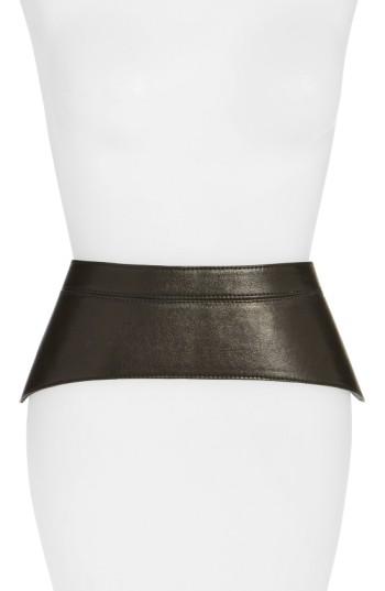 Women's Raina 'peplum' Leather Corset Belt - Black