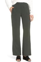Petite Women's Eileen Fisher Woven Tencel Straight Leg Pants, Size P - Green