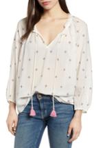 Women's Caslon Split Neck Peasant Blouse - Ivory