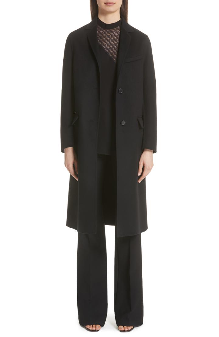 Women's Valentino Vltn Logo Back Wool & Cashmere Coat