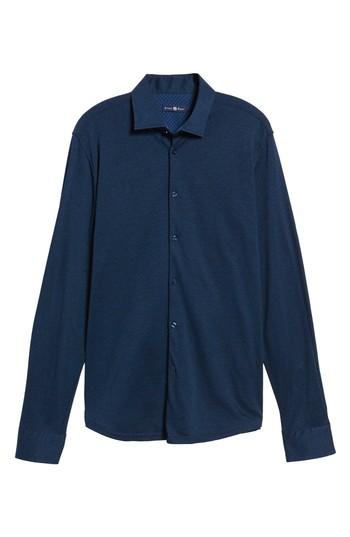 Men's Stone Rose Slim Fit Diamond Jacquard Knit Sport Shirt - Blue
