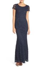 Women's Lulu's Open Back Cap Sleeve Lace Mermaid Gown