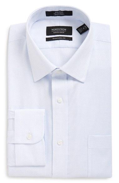 Men's Nordstrom Men's Shop Traditional Fit Non-iron Check Dress Shirt 32 - Blue