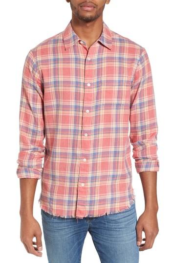 Men's Frame Fray Hem Plaid Flannel Shirt - Pink