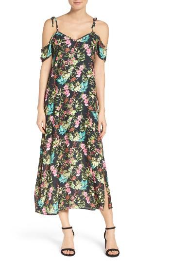 Women's Nsr Tie Cold Shoulder Midi Dress - Black