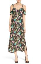 Women's Nsr Tie Cold Shoulder Midi Dress - Black