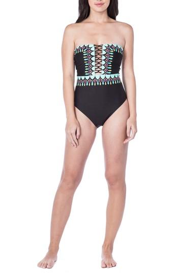 Women's Trina Turk Sunburst Strapless One-piece Swimsuit - Black