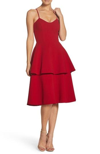 Women's Dress The Population Yasmin Tiered Dress - Red