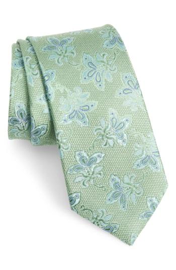 Men's Nordstrom Men's Shop Shaw Floral Silk Tie, Size - Green