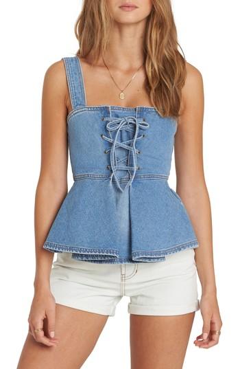 Women's Billabong Coastline Denim Corset Top - Blue