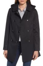 Petite Women's Kate Spade New York Scallop Pocket A-line Raincoat P - Black