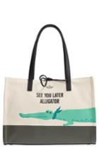 Kate Spade New York Swamped Alligator Mega Sam Canvas Tote - Ivory