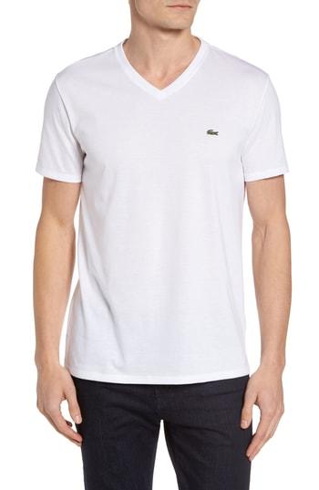 Men's Lacoste V-neck T-shirt (xs) - White