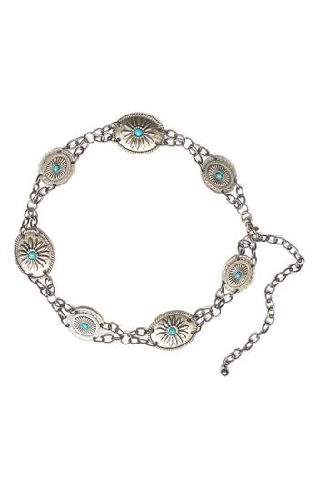 Women's Lovestrength Camilla Genuine Turquoise Chain Belt, Size - Silver