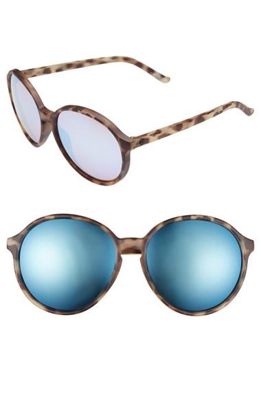 Women's Electric 'riot' 58mm Round Sunglasses - Nude Tortoise/ Rose Sky Blue