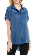 Women's Vince Camuto Hammered Satin Blouse, Size - Blue