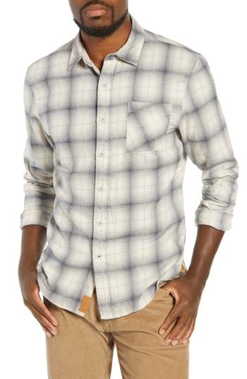Men's Nifty Genius Truman Brushed Plaid Sport Shirt - Grey