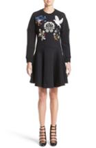 Women's Alexander Mcqueen Embroidered Sweatshirt Dress Us / 46 It - Black