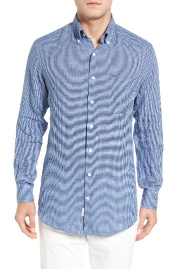 Men's Peter Millar Crown Cool Gingham Sport Shirt - Blue