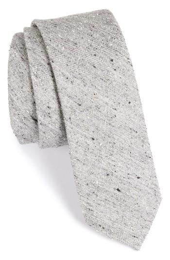 Men's The Tie Bar Buff Solid Silk Skinny Tie, Size - Grey