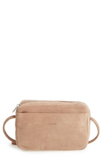 Baggu 'mini' Pebbled Leather Crossbody - Beige
