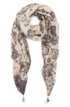 Women's Treasure & Bond Print Tassel Scarf, Size - Beige