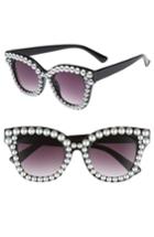 Women's Bp. 48mm Imitation Pearl Cat Eye Sunglasses - Black/ Pearl