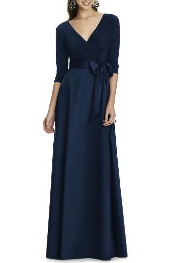 Women's Alfred Sung Jersey Bodice A-line Gown - Blue