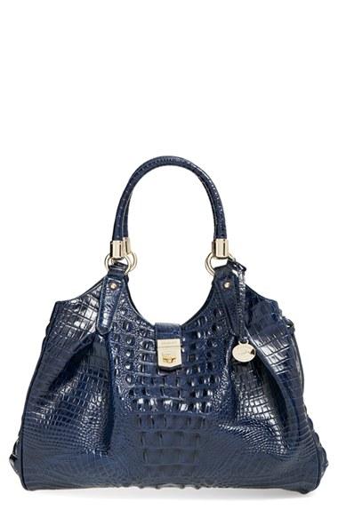 Brahmin 'elisa' Croc Embossed Leather Shoulder Bag - Blue