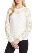 Women's Halogen Rib Trim Lace Top - Ivory