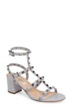 Women's Valentino Rockstud Block Heel Sandal Us / 35eu - Grey