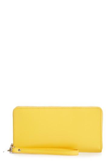 Women's Nordstrom Patent Leather Zip Around Wallet - Yellow