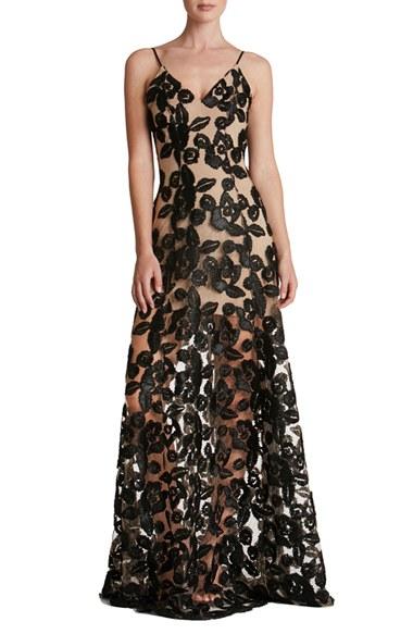 Women's Dress The Population Florence Soutache Lace Fit & Flare Gown