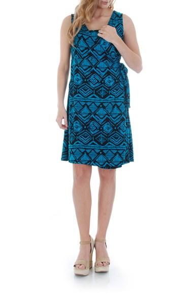 Women's Everly Grey 'tania' Sleeveless Maternity/nursing Wrap Dress - Blue/green