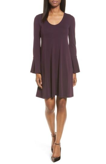 Petite Women's Karen Kane Taylor Flare Sleeve A-line Dress P - Purple