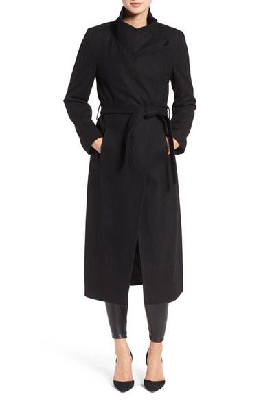 Women's Kenneth Cole New York Wool Blend Maxi Wrap Coat - Black