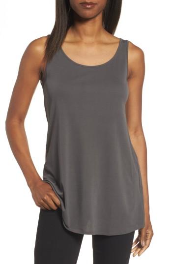 Women's Eileen Fisher Long Silk Tank, Size - Brown