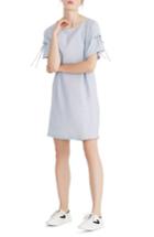 Women's Madewell Stripe Lace-up Sleeve Shirtdress - Blue