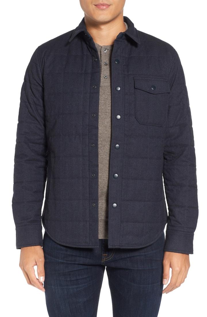 Men's Bonobos Quilted Herringbone Shirt Jacket, Size - Blue