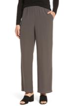 Women's Eileen Fisher Wide Leg Silk Pants - Brown