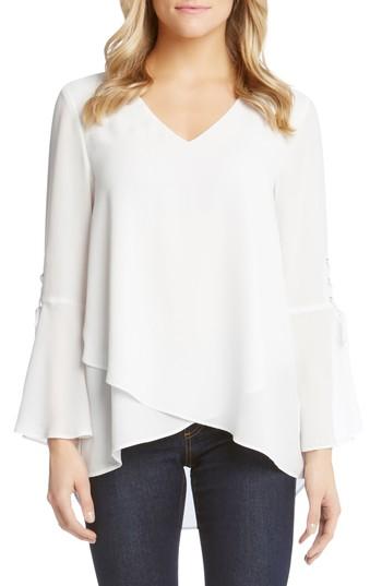 Women's Karen Kane Split Front Tie-sleeve Top - Ivory