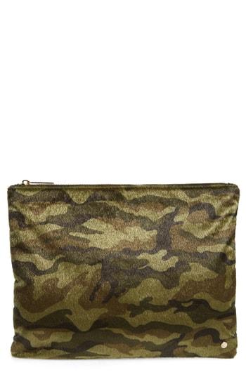 Mali + Lili Leonie Camo Faux Calf Hair Vegan Leather Clutch - Green