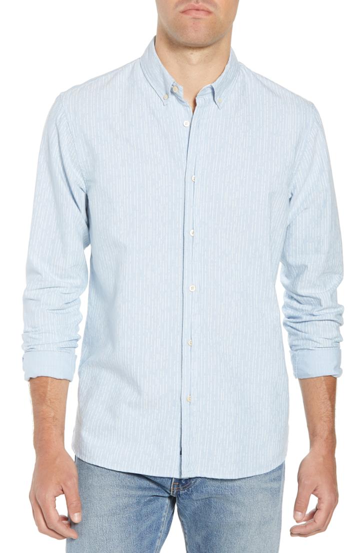 Men's Scotch & Soda Amsterdams Blauw Striped Sport Shirt