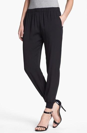 Theory 'aria' Silk Pants Womens Black Size