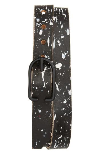 Men's Cause & Effect Paint Splatter Leather Belt - Black/ White