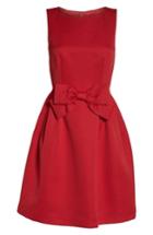 Petite Women's Tahari Bow Front A-line Dress P - Red
