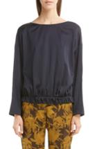 Women's Dries Van Noten Velvet Back Gathered Blouse Us / 34 Fr - Blue